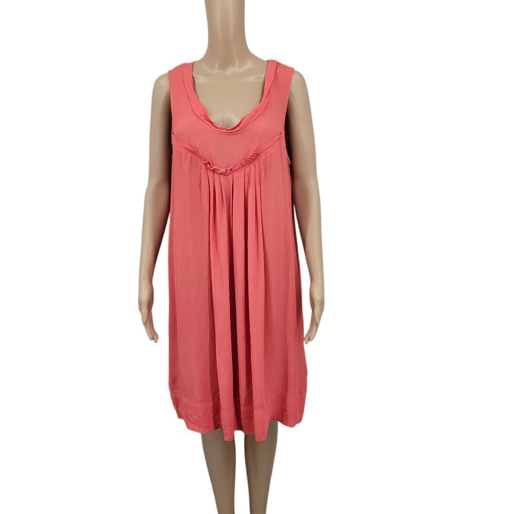 Anthropologie Edme and Esyllte Coral Crepe Sleeveless Midi Dress